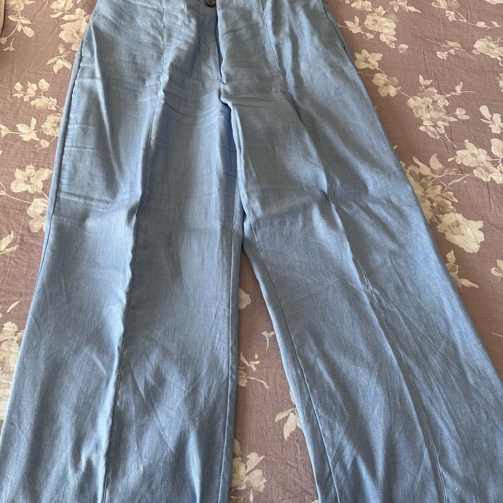 Light Blue Wide-Leg Pants